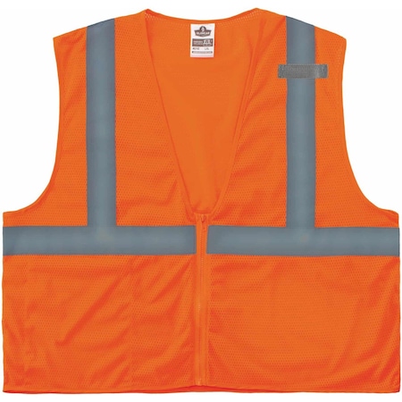 Ergodyne 8210Z Type R Economy Mesh Vest, Polyester Mesh, Mesh Fabric, Orange, Size XS 8210Z